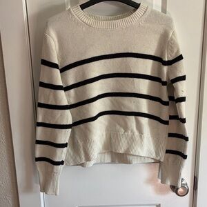 GAP Cream and Black Striped Women's Sweater